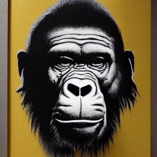 Prompt: ape as a artist made by banksy