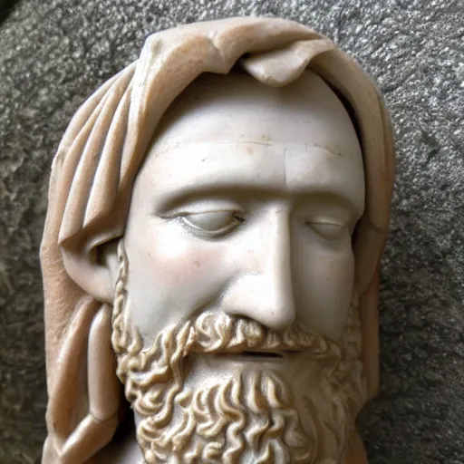 Image similar to holy roman chalkware Jesus bust antique painted sacred Catholic