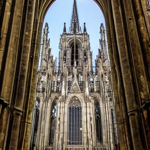 Image similar to the cathedral of Cologne used as a rocket launch pad