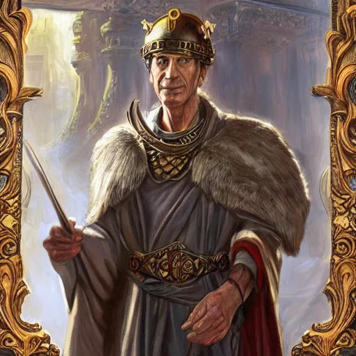 Prompt: Julius Caesar as a fantasy D&D character, portrait art by Donato Giancola and James Gurney, digital art, trending on artstation