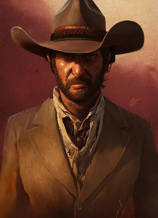 Image similar to highly detailed portrait of brown cat wearing a cowboy hat, determined. red dead redemption art, unreal engine, fantasy art by greg rutkowski