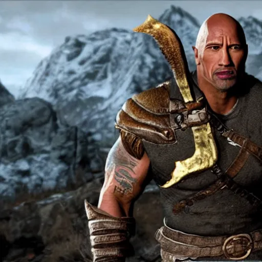 Image similar to Dwayne The Rock Johnson in the Skyrim game