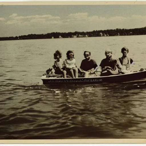 Image similar to found photo of family summer boating on lake champlain