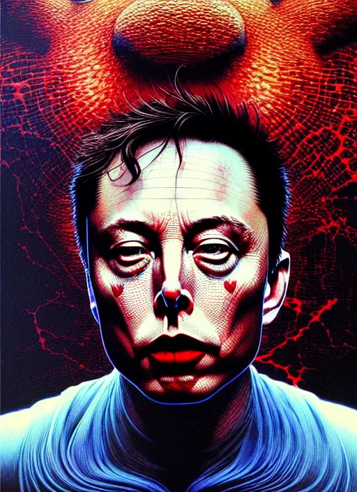 Prompt: detailed image of elon musk by Ayami Kojima, Amano, Karol Bak, Greg Hildebrandt, and Mark Brooks, rich deep colors. Beksinski painting, part by Adrian Ghenie and Gerhard Richter. art by Takato Yamamoto. masterpiece . intricate artwork by Tooth Wu and wlop and beeple, greg rutkowski, very coherent symmetrical artwork, cinematic, hyper realism, high detail, octane render, unreal engine, 8k, Vibrant colors, Smooth gradients, High contrast, depth of field. by Katsuhiro Otomo, full body character drawing, inspired by Evangeleon, clean ink detailed line drawing, intricate detail, extremely detailed. painting by Arthur Rackham, Eugene de Blaas, Frederic Leighton