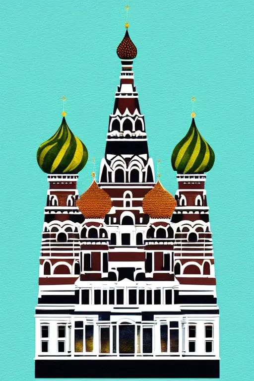 Prompt: minimalist watercolor art of a moscow kreml, illustration, vector art