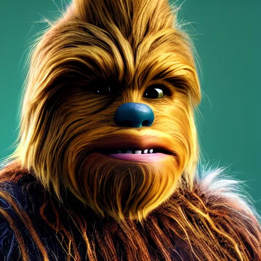 Image similar to chewbacca as shrek, highly detailed, extremely high quality, hd, 4 k, 8 k, canon 3 0 0 mm, professional photographer, 4 0 mp, lifelike, top - rated, award winning, realistic, detailed lighting, detailed shadows, sharp, no blur, edited, corrected, trending