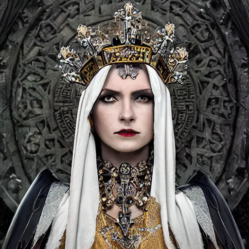 Image similar to photo of beautiful queen of death, 4 k, godly, intricate, detailed