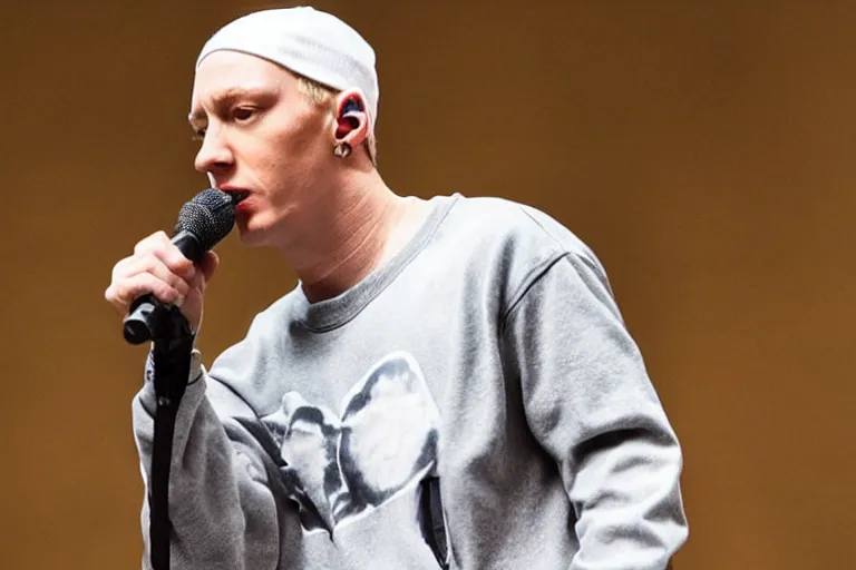 Image similar to eminem perfoming at elderly home