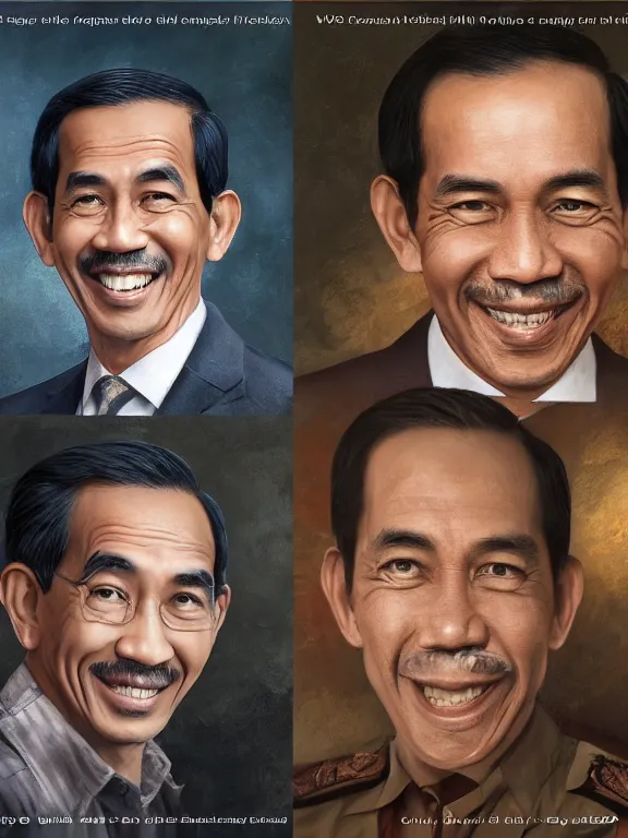 Prompt: photo of president joko widodo with simple smile and clean shaved, paint, detailed, digital art, google images, portrait, hd 4 k, greg rutkowski and gaston bussiere and craig mullins and j. c. leyendecker, hd