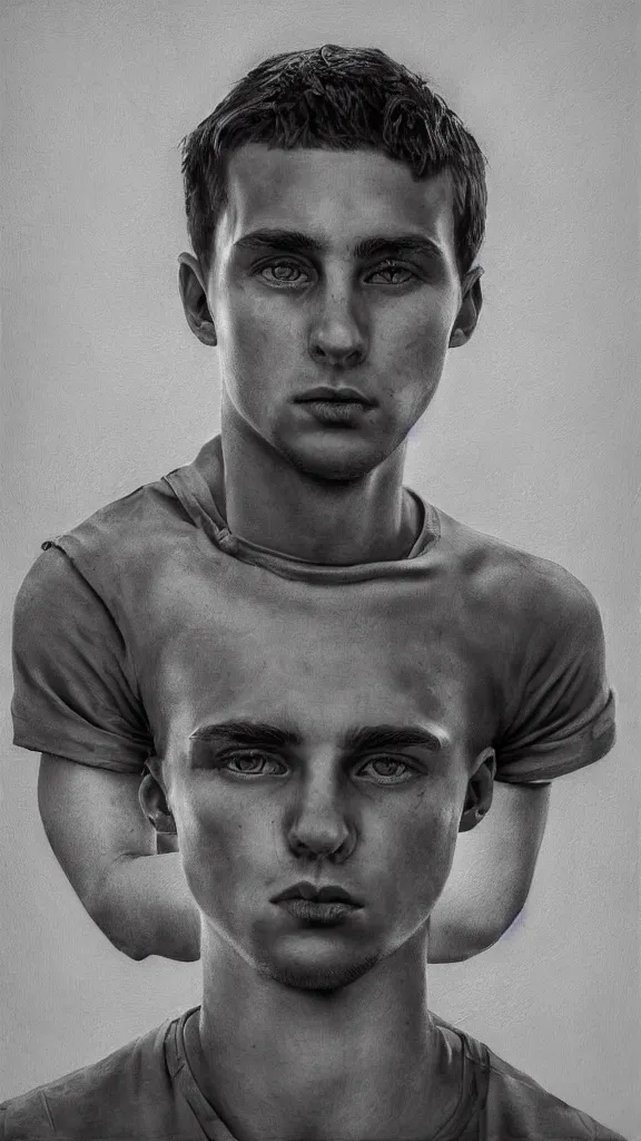 Image similar to heroic portrait of a young ukrainian man. art by denys tsiperko and bogdan rezunenko, hyperrealism