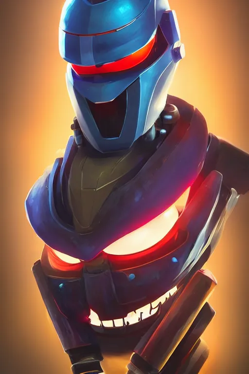 Image similar to epic mask helmet robot ninja portrait stylized as fornite style game design fanart by concept artist gervasio canda, behance hd by jesper ejsing, by rhads, makoto shinkai and lois van baarle, ilya kuvshinov, rossdraws global illumination radiating a glowing aura global illumination ray tracing hdr render in unreal engine 5