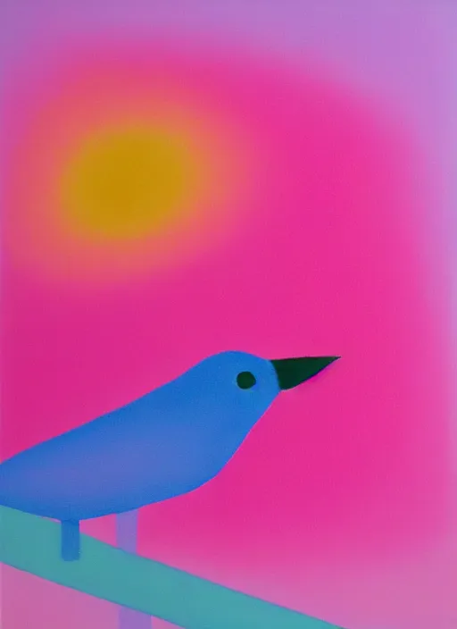 Image similar to a close up of a bird on a pink background, an airbrush painting by ronnie landfield, dribble, lyrical abstraction, airbrush art, ultrafine detail, matte background