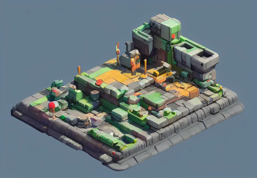 Prompt: isometric chubby 3 d cannon, clean, cartoon, octane render, unreal engine, artstation