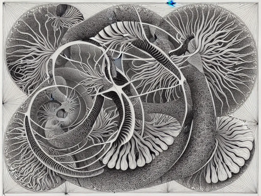 Prompt: platonic, neo surrealism, art by ernst haeckel and daniel martin diaz and mc escher