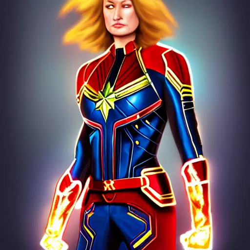 Prompt: captain marvel fashion, gucci catwalk, oil painting, digital art, ultradetailed, artstation