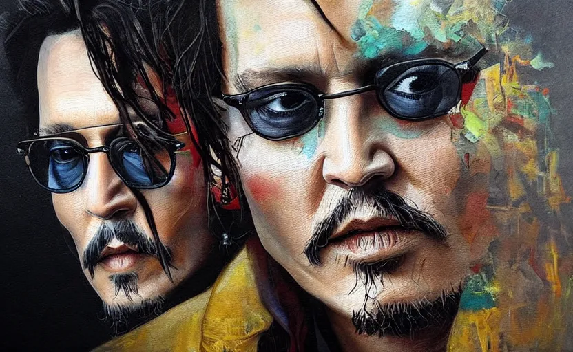 Image similar to a painting of johnny depp made of food trending on artstation in the style of greg rutkowski