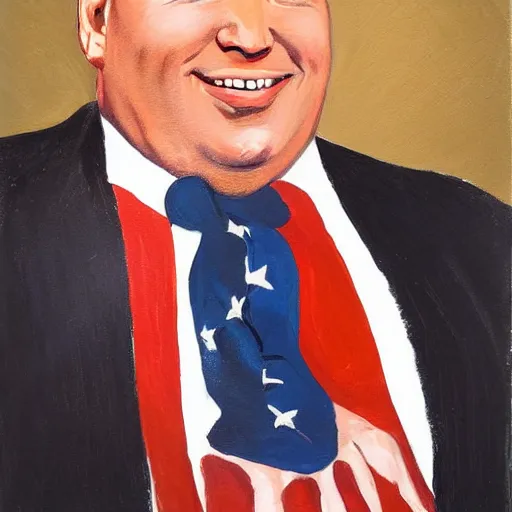 Image similar to A lovely painting of a fat joe biden