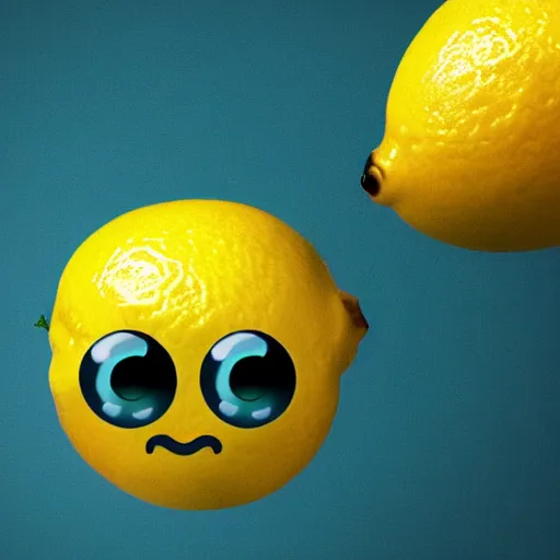 Prompt: a lemon with 3 eyes