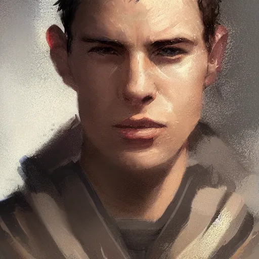 Image similar to portrait of a man by greg rutkowski, young, british features, short brown hair, wearing military fatigues of the galactic republic, star wars expanded universe, he is about 2 0 years old, highly detailed portrait, digital painting, artstation, concept art, smooth, sharp foccus ilustration, artstation hq