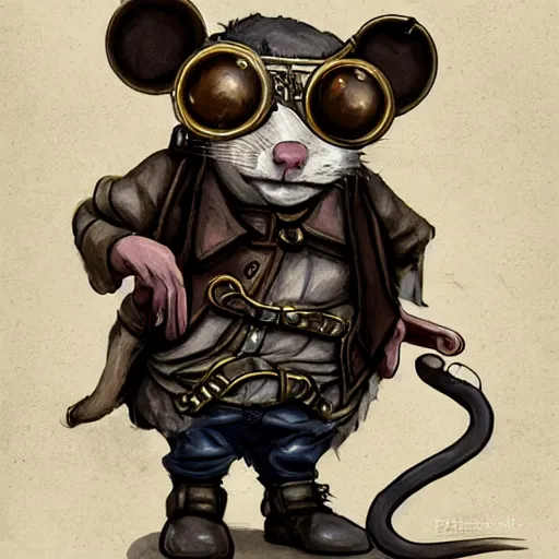 Image similar to a rat with steampunk googles, by D&D Concept Artists