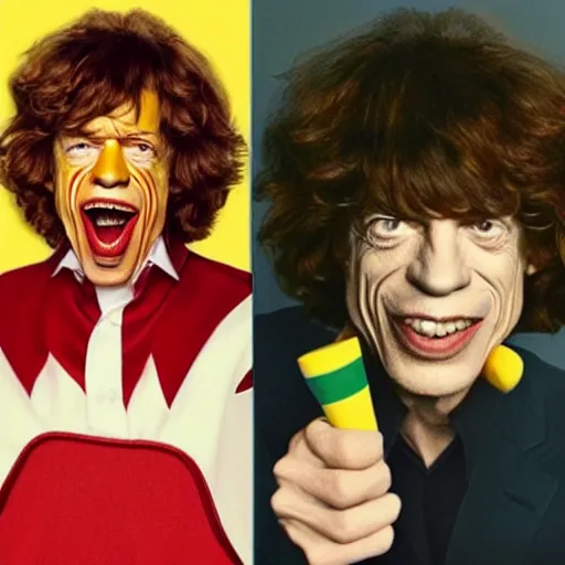 Prompt: mick jagger as ronald mcdonald