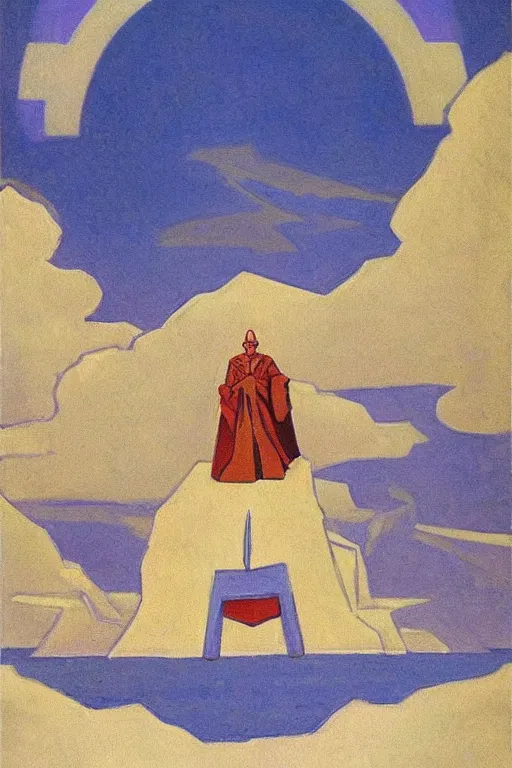 Image similar to thor, marvel, artwork by nicholas roerich,