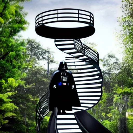 Image similar to Darth Vader walking down an infinite spiral staircase made out of diamonds,