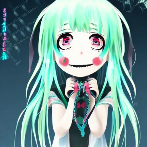 Image similar to mikudayo, horror, creepy anime art