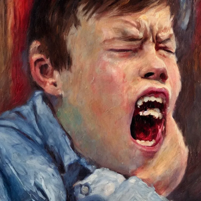 Prompt: warmly lit close up studio portrait of young angry!! teenage Jimmy Carter angrily singing, impasto oil painting thick brushstrokes by Cy Twombly and Anselm Kiefer , trending on artstation dramatic lighting abstract Expressionism