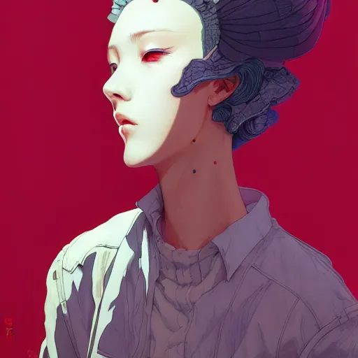 Image similar to prompt : fashion tv character portrait soft light painted by james jean and katsuhiro otomo and erik jones, inspired by akira anime, smooth face feature, intricate oil painting, high detail illustration, sharp high detail, manga and anime 1 9 9 9