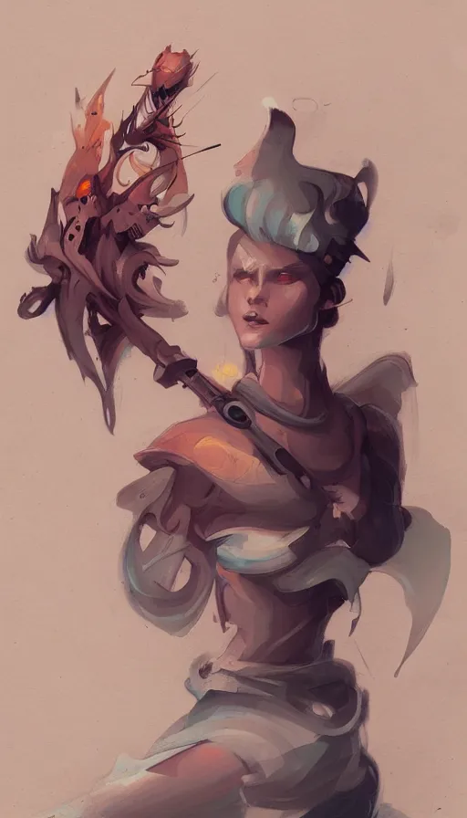 Image similar to drawing of a character, by peter mohrbacher