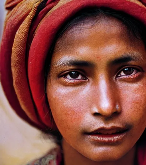 Prompt: vintage_closeup portrait_photo_of_a_stunningly beautiful_nepalese_woman with amazing shiny eyes, 19th century, hyper detailed by Annie Leibovitz and Steve McCurry, David Lazar, Jimmy Nelsson
