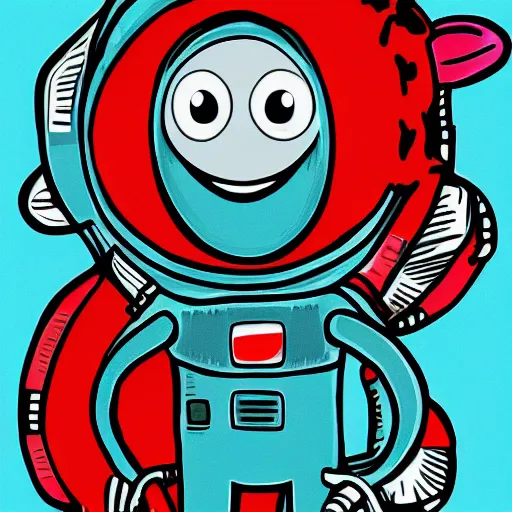 Image similar to shrimp astronaut cartoon character drawing digital art