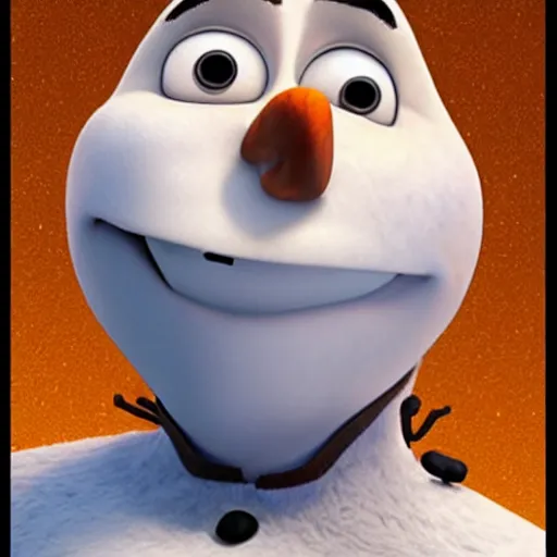 Image similar to a hyperrealistic photo of olaf from frozen as a person,