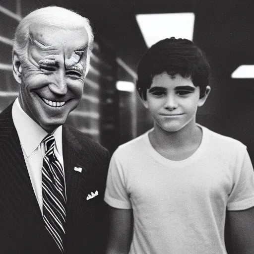 Image similar to A portrait photo of joe biden teams up with a teenage joe biden, perfect faces, 50 mm, award winning photography