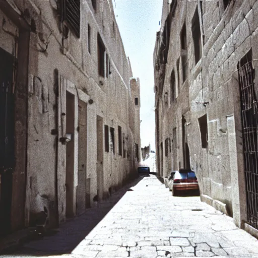 Prompt: a Jerusalem street in the 1990s, film photography