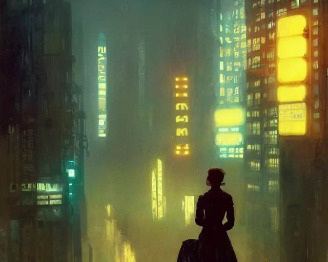 Image similar to 2 0 1 8 blade runner movie still girl look at the cityscape from roof perfect face fine realistic face pretty face neon puffy jacket blue futuristic sci - fi elegant by denis villeneuve tom anders zorn hans dragan bibin thoma greg rutkowski ismail inceoglu illustrated sand storm alphonse mucha