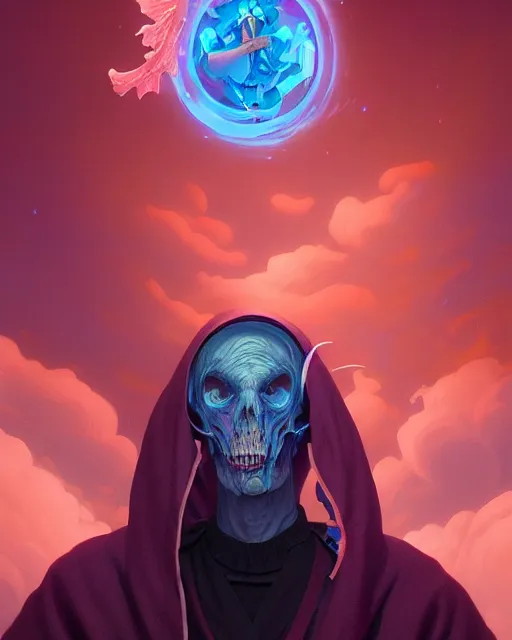 Image similar to highly detailed surreal vfx portrait of a spacepunk grim reaper, stephen bliss, unreal engine, greg rutkowski, loish, rhads, beeple, makoto shinkai and lois van baarle, ilya kuvshinov, rossdraws, tom bagshaw, alphonse mucha, global illumination, detailed and intricate environment