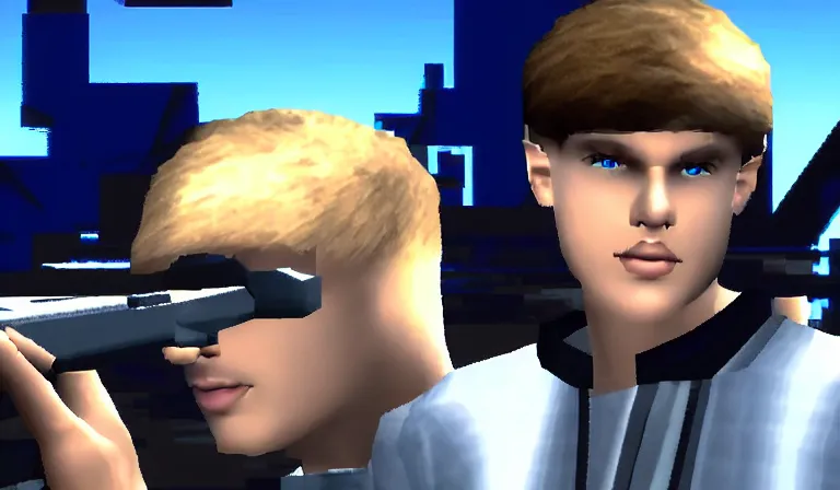 Prompt: Yung Lean in a cutscene from Perfect Dark, 2000, screenshot