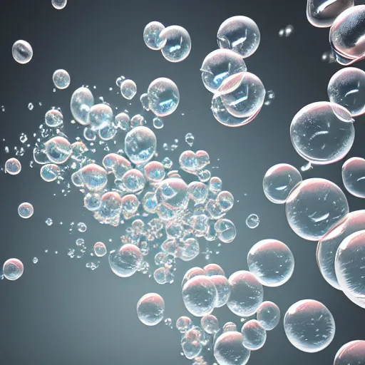 Prompt: a group of bubbles floating in the air, a computer rendering by Alberto Seveso, behance, generative art, rendered in cinema4d, octane render, photoillustration