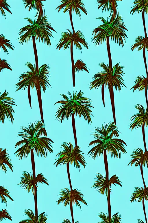 Image similar to minimalist boho style art of colorful palm trees in miami, illustration, vector art
