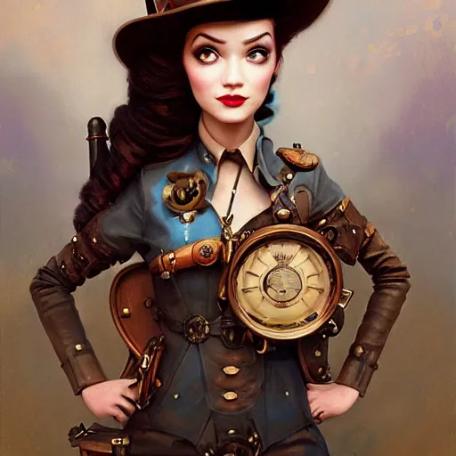 Prompt: lofi steampunk portrait pixar style by Jonathan Yeo and Tom Bagshaw and Joe Fenton