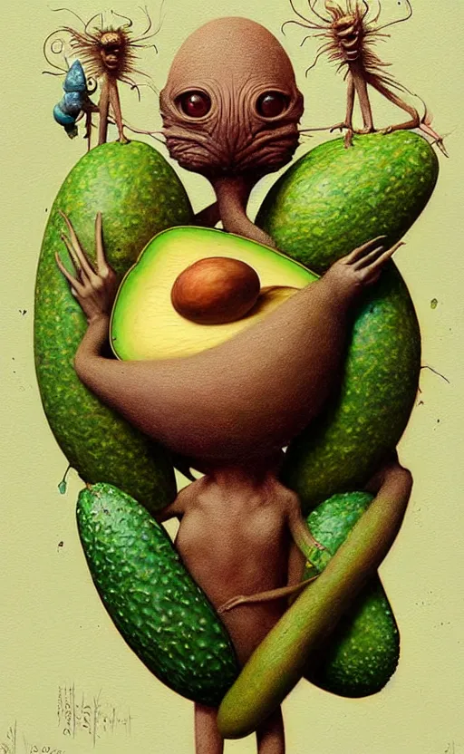 Image similar to imaginative anthro avocado creature painting by chiara bautista, beksinski and norman rockwell and greg rutkowski weta studio, tom bagshaw and lucasfilm