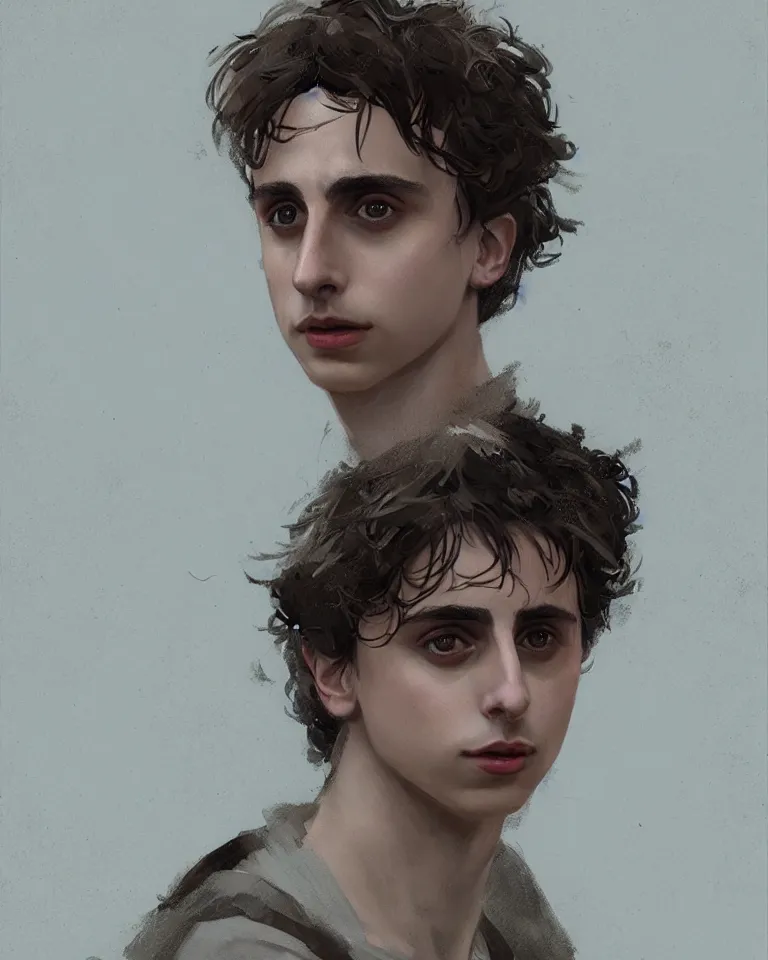 Image similar to portrait of timothy chalamet, artstation, greg rutkowski, 4 k, concept art, matte painting