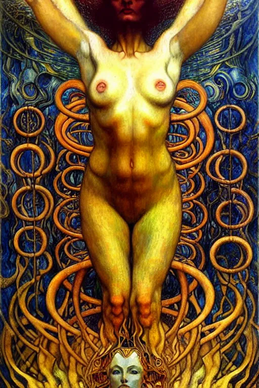 Image similar to Divine Chaos Engine by Karol Bak, Jean Delville, William Blake, Gustav Klimt, and Vincent Van Gogh, symbolist, visionary