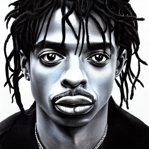 Image similar to playboi carti painted by laurie lipton 4 k detailed super realistic