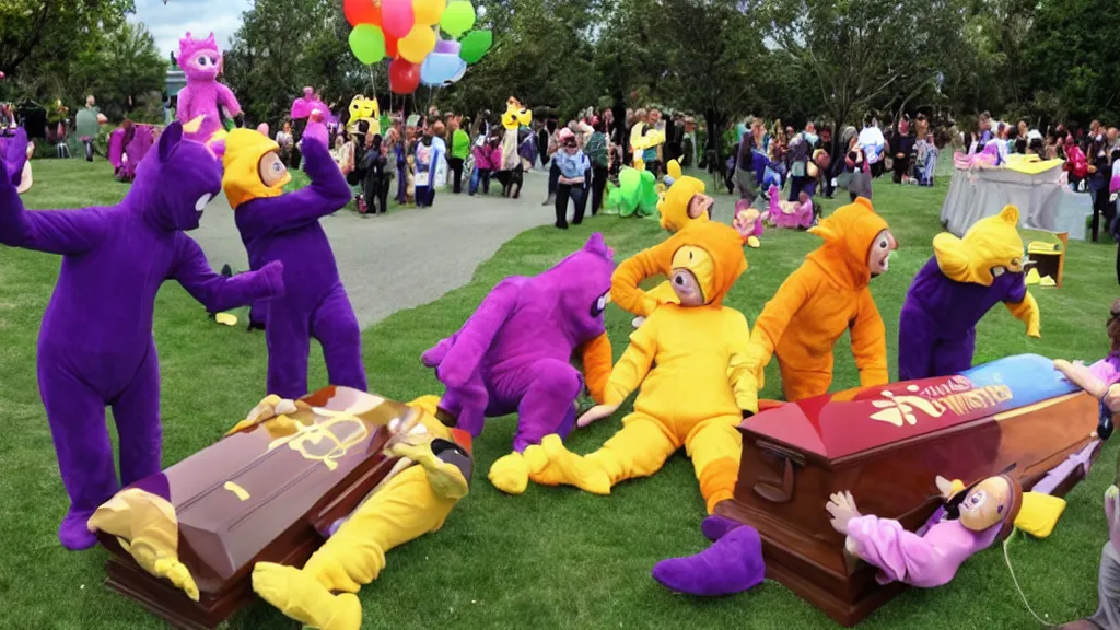 Image similar to teletubbie funeral