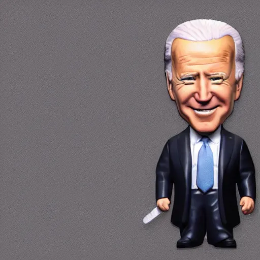 Prompt: Joe Biden as a bobble head, on a gray desk