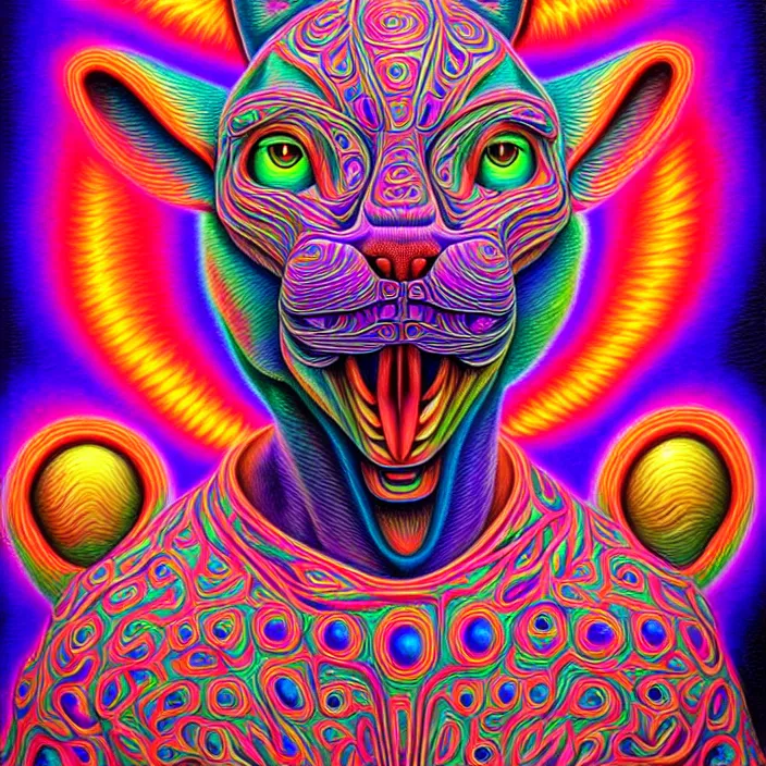 Image similar to psychedelic fursuiters, by alex grey, intricate details, artstation, furry, beautiful