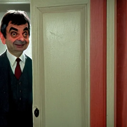 Image similar to A still of Mr Bean in The Shining